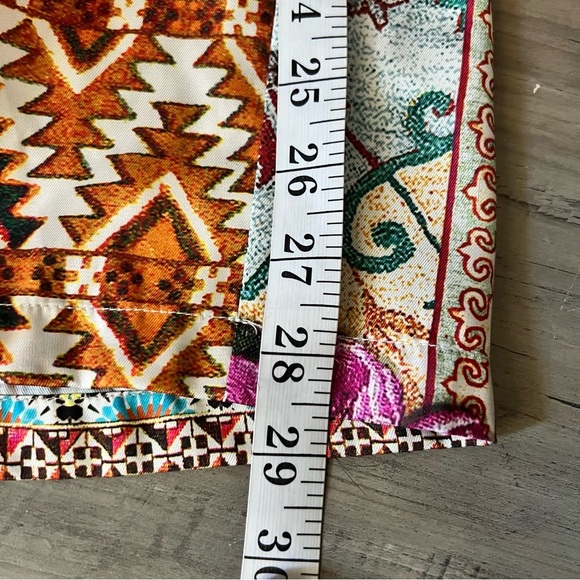 Zara Patchwork Printed Jumpsuit Multicoloured Size Medium Wide Leg Belted Satin - Picture 15 of 16